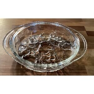 Libbey Glass Clear Orchard Fruit Pie Plate Vintage Ovenproof Embossed 11.25”